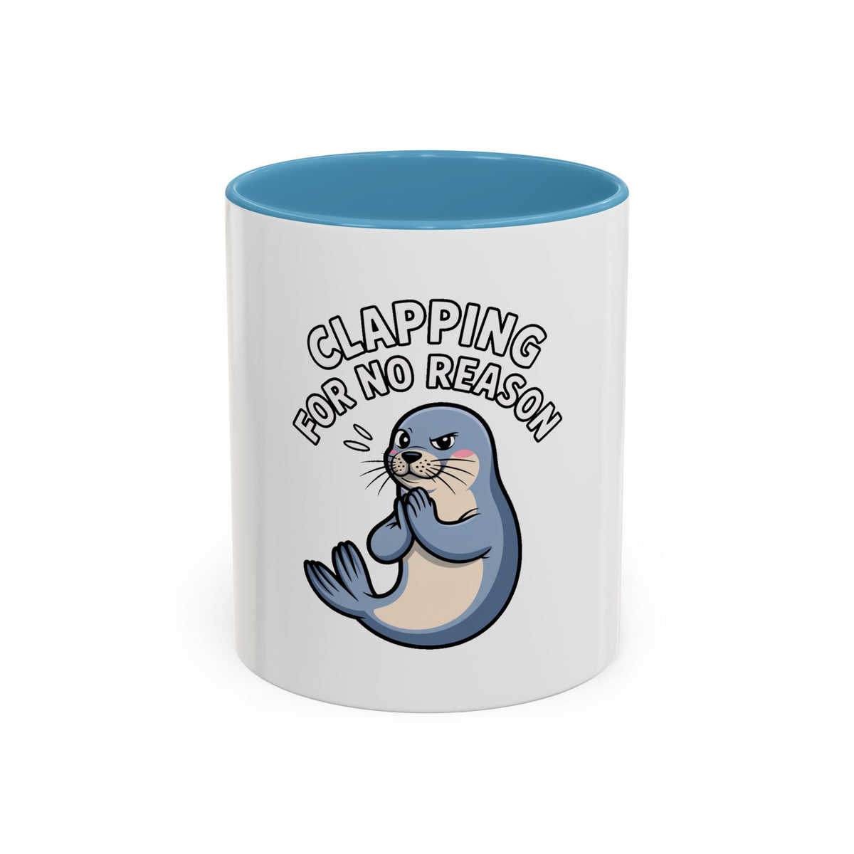 Clapping For No Reason Seal Mug, Funny Sarcastic Seal Coffee Cup, Cute Cartoon Animal Mug, Sassy Seal Gift for Coworker or Friend