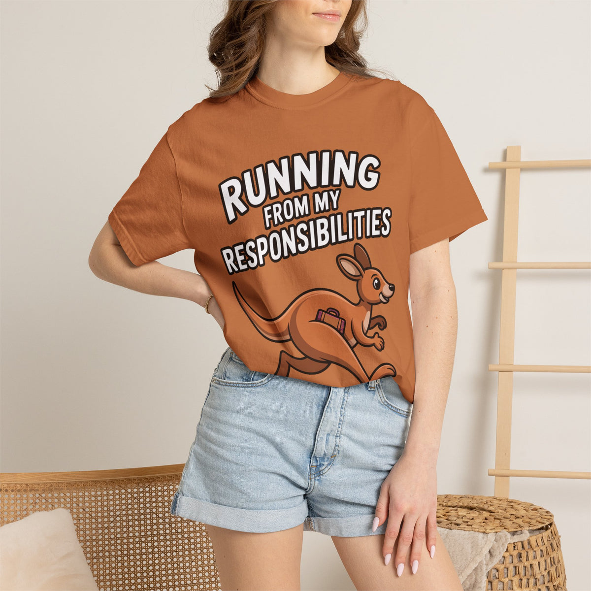 Funny Kangaroo Shirt, Running From My Responsibilities T-Shirt, Sarcastic Adulting Tee, Funny Gift for Procrastinators
