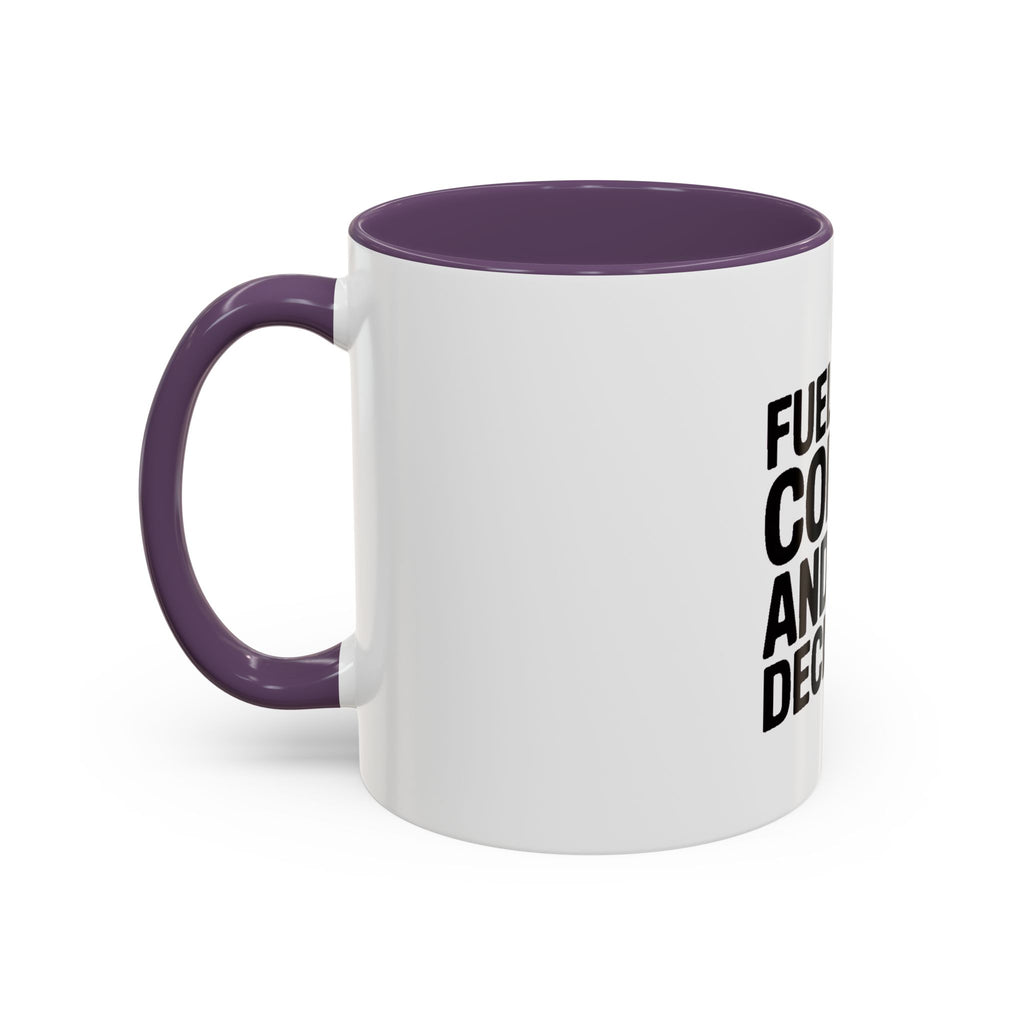 Fueled By Coffee And Bad Decisions Mug, Funny Sarcastic Coffee Cup, Bold Typography Mug, Coworker Gift, Sarcastic Coffee Lover Gift