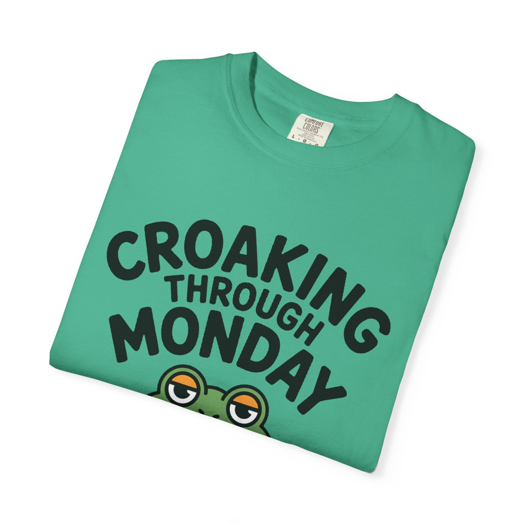 Croaking Through Monday Shirt, Funny Frog Coffee T-Shirt, Cute Frog Lover Gift, Monday Mood Tee, Sarcastic Frog Shirt