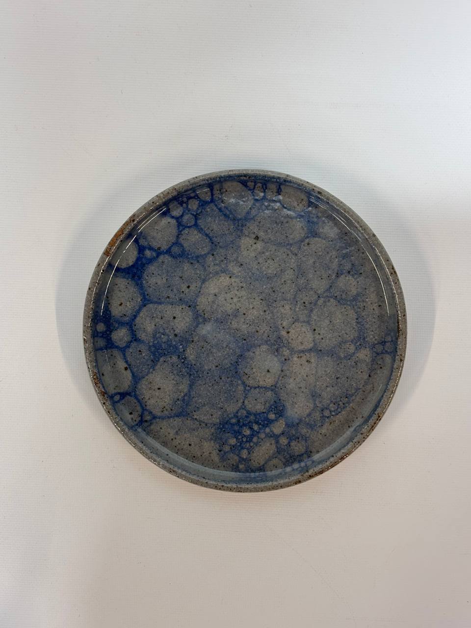Handmade Ceramic Plate – Grey & Blue Crackle Glaze Stoneware Small Plate