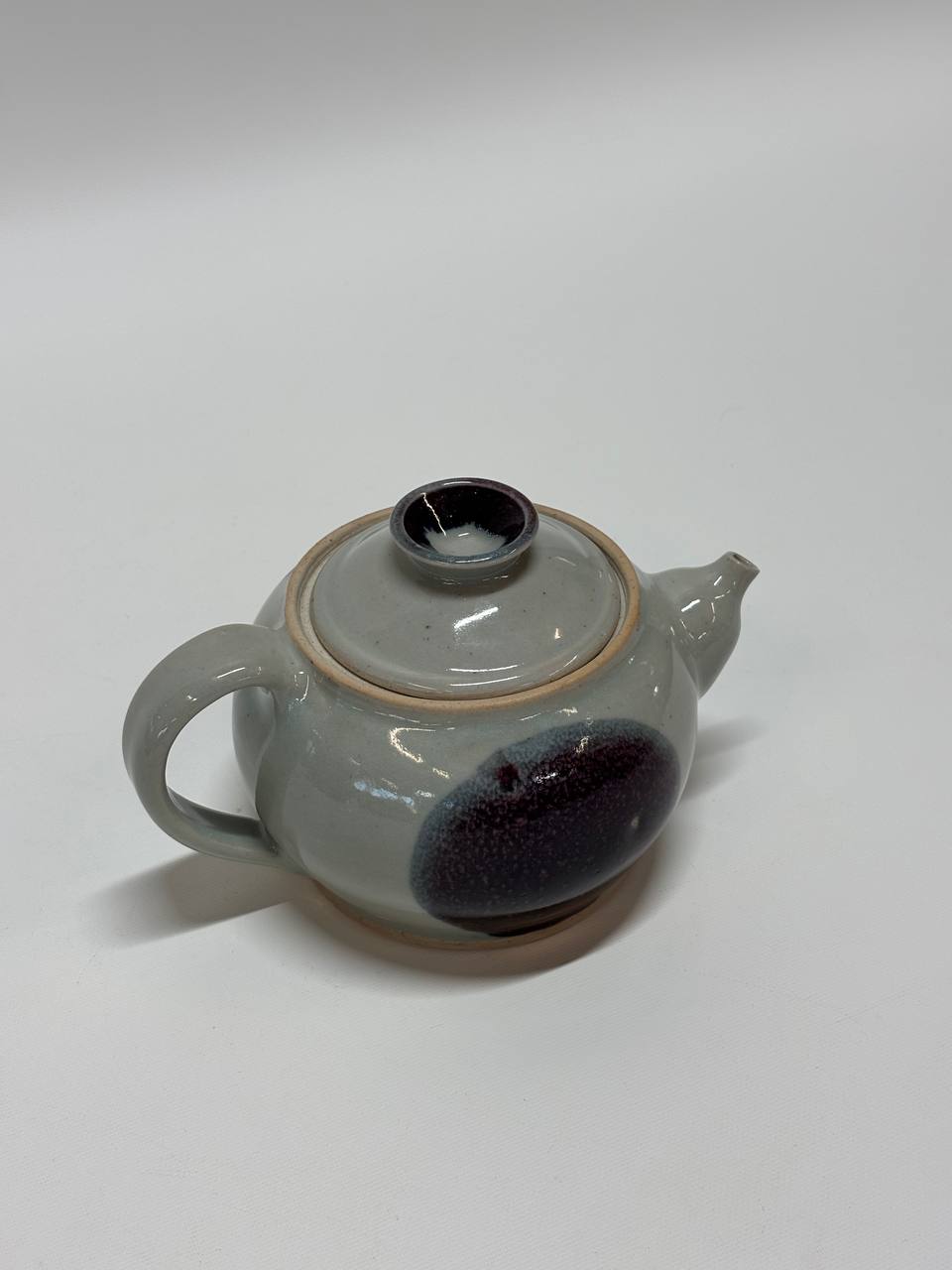 Handmade Ceramic Teapot, Small Stoneware Tea Pot with Lid, White Amber Drip Glaze Pottery, Rustic Farmhouse Kitchen Decor, Gift for Tea Lover