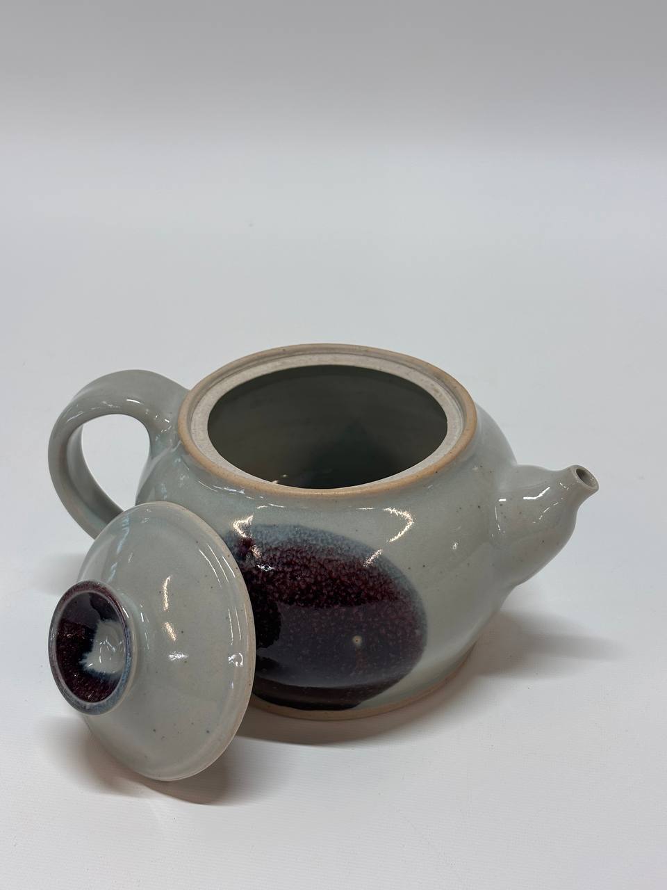 Handmade Ceramic Teapot, Small Stoneware Tea Pot with Lid, White Amber Drip Glaze Pottery, Rustic Farmhouse Kitchen Decor, Gift for Tea Lover