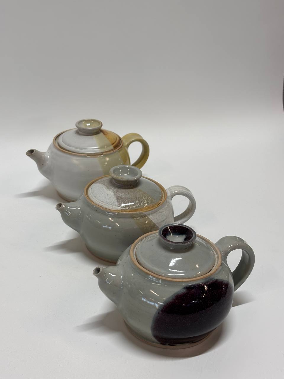 Handmade Ceramic Teapot, Small Stoneware Tea Pot with Lid, White Amber Drip Glaze Pottery, Rustic Farmhouse Kitchen Decor, Gift for Tea Lover