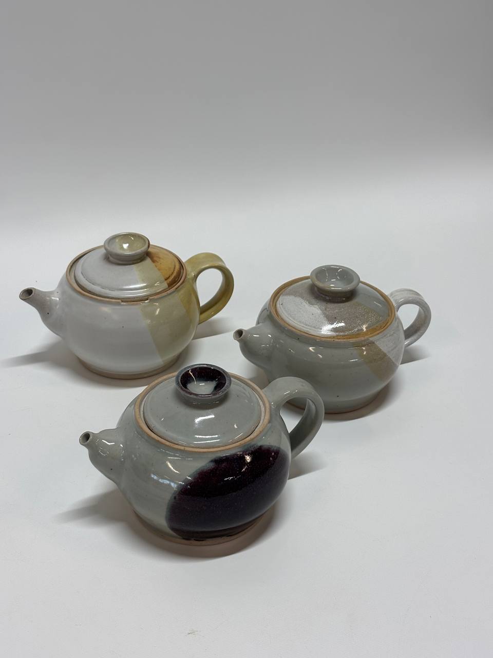 Handmade Ceramic Teapot, Small Stoneware Tea Pot with Lid, White Amber Drip Glaze Pottery, Rustic Farmhouse Kitchen Decor, Gift for Tea Lover