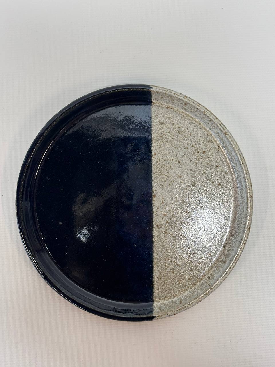 Handmade Ceramic Plates Set of 6 – Navy Blue & Stoneware Color-Block Small Plates