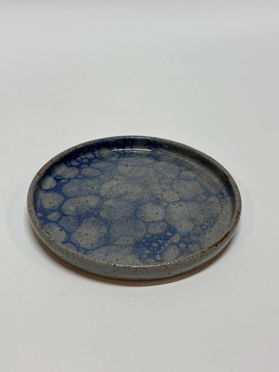 Handmade Ceramic Plate – Grey & Blue Crackle Glaze Stoneware Small Plate