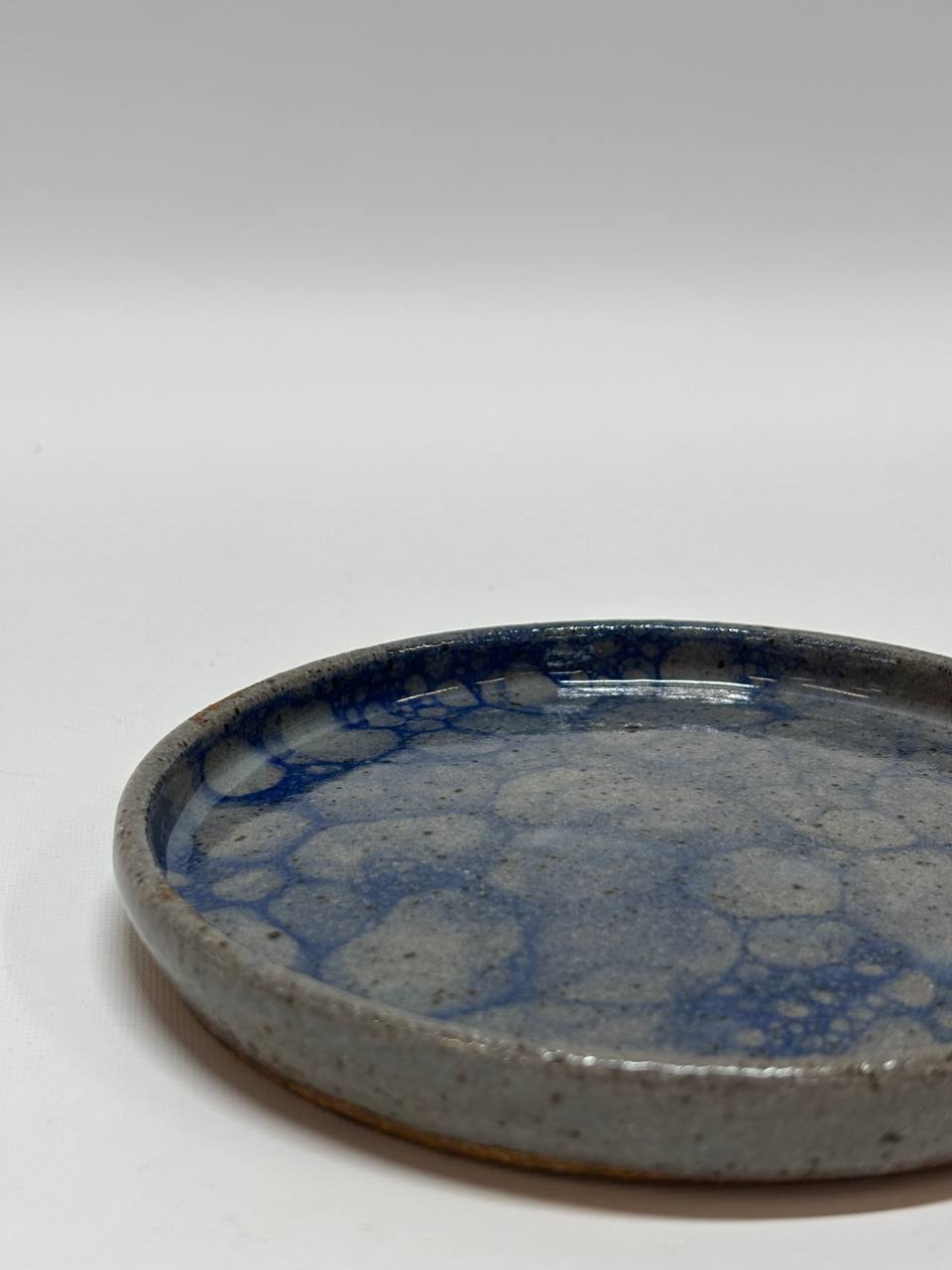 Handmade Ceramic Plate – Grey & Blue Crackle Glaze Stoneware Small Plate